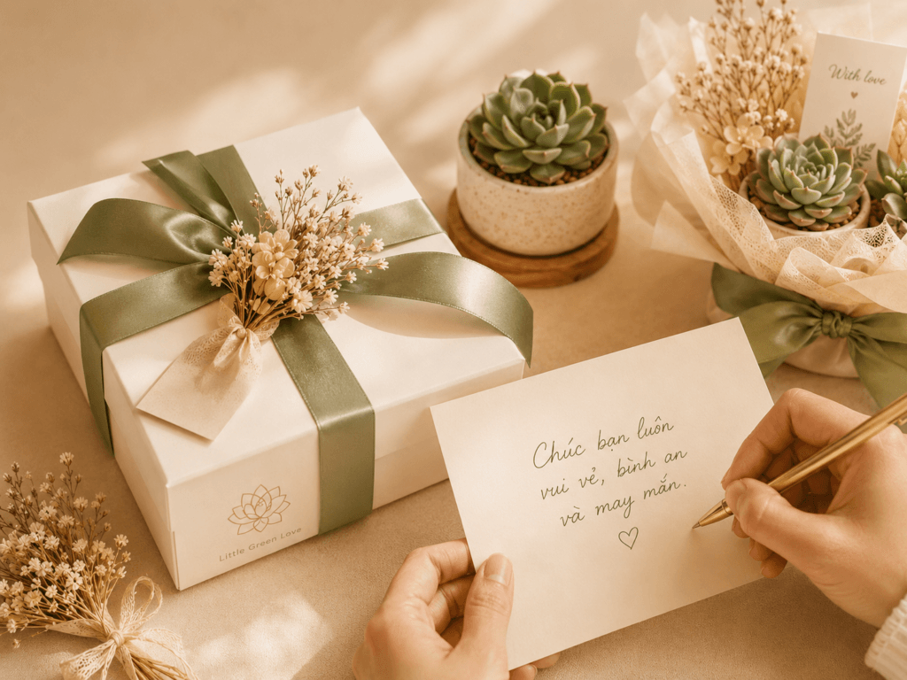 Viết thiệp quà tặng sen đá
